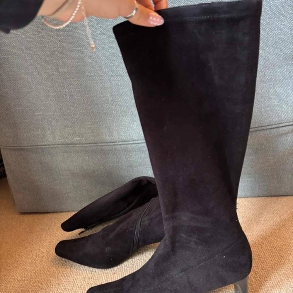 Chic Black Suede Heeled Boots for Women